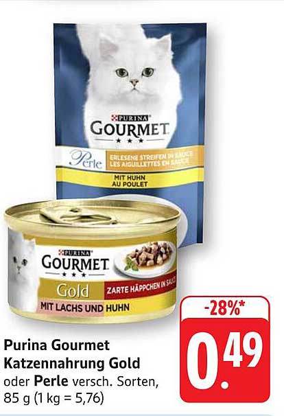 Purina Gourmet Katzennahrung Gold oder Perle 85 g
