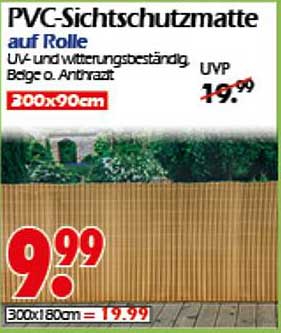PVC-Sichtschutzmatte auf Rolle 300x90cm