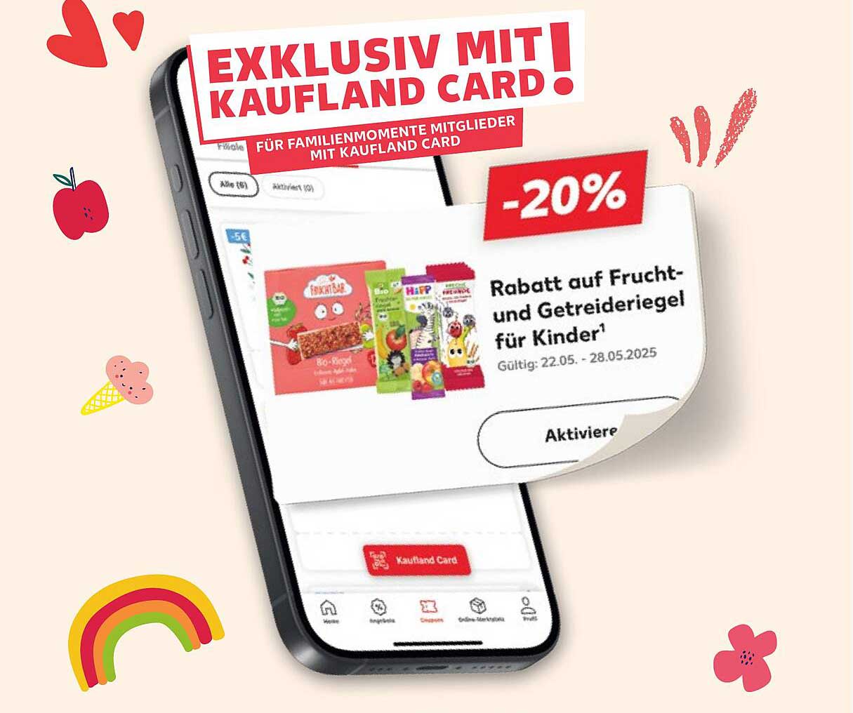 Rabatt auf Frucht- und Getreideriegel für Kinder