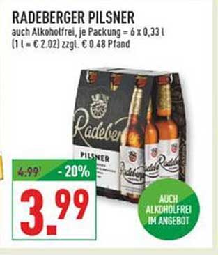 RADEBERGER PILSNER auch alkoholfrei, 6 x 0,33 l