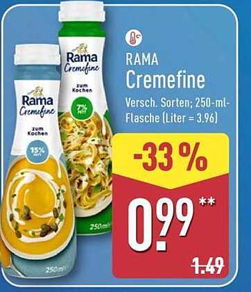 RAMA Cremefine 250-ml-Flasche - verschiedene Sorten