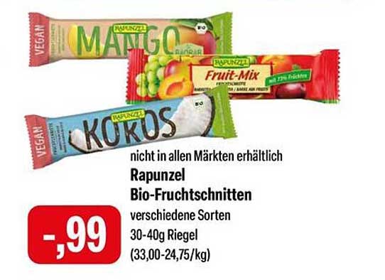 Rapunzel Bio-Fruchtschnitten in verschiedenen Sorten