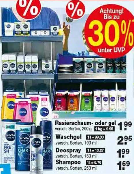 Rasierschaum- oder gel - 200 g für nur 1,99 €