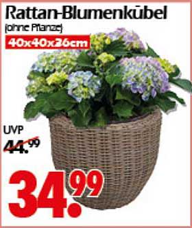 Rattan-Blumenkübel (ohne Pflanze) 40x40x26cm