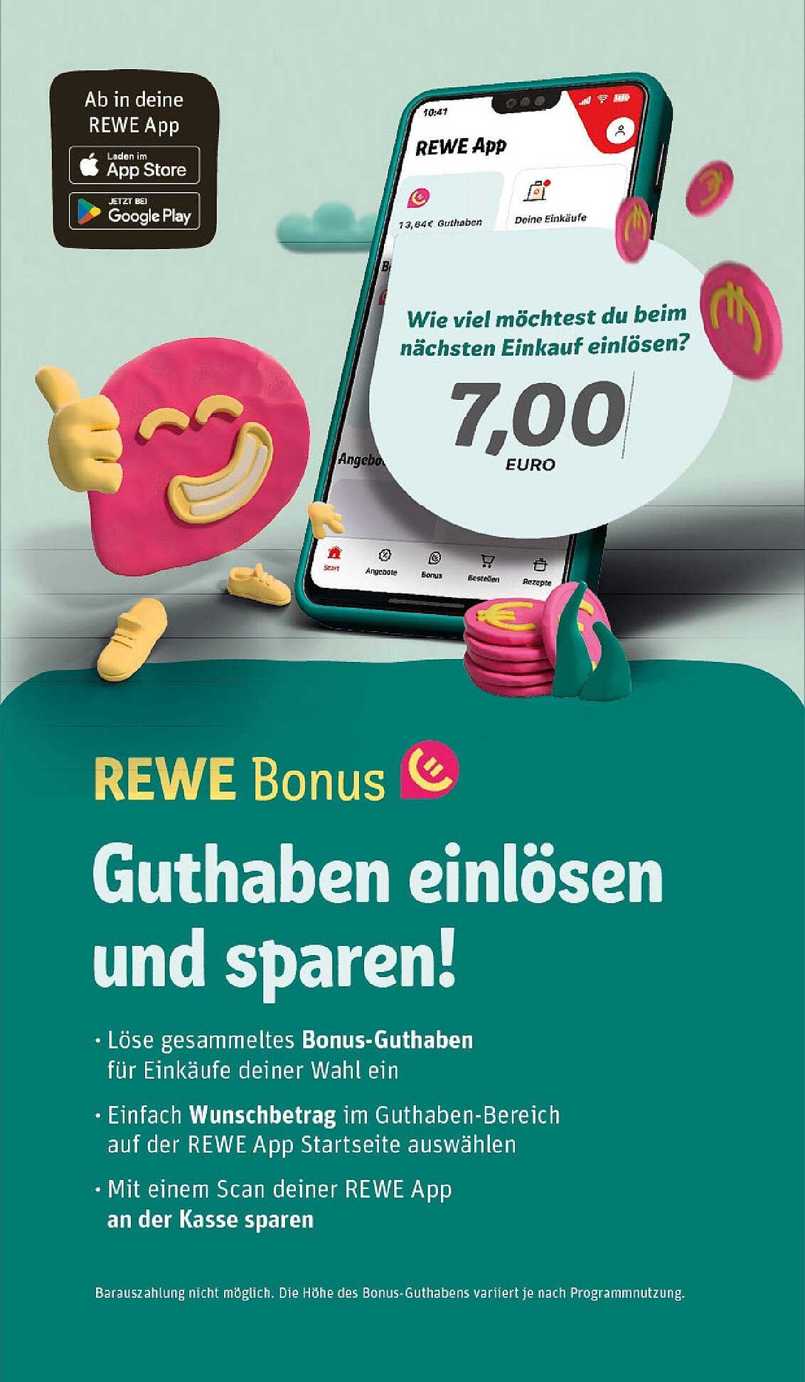 REWE Bonus: Guthaben einlösen und sparen!