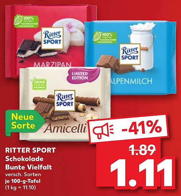 RITTER SPORT Schokolade Bunte Vielfalt 100-g-Tafel