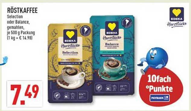 Röstkaffee EDEKA Herzstücke - Selection oder Balance, gemahlen, 500 g