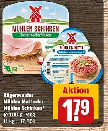 Rügenwalder Mühlen Mett oder Mühlen Schinken* je 100-g-Pckg.