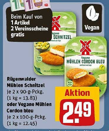 Rügenwalder Mühlen Schnitzel oder Vegane Mühlen Cordon Bleu