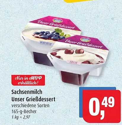 Sachsenmilch Unser Grießdessert verschiedene Sorten 165-g-Becher