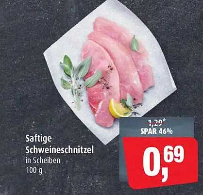 Saftige Schweineschnitzel in Scheiben 100 g