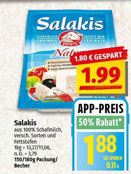 Salakis Schafskäse 150/180g Becher – 50% Rabatt