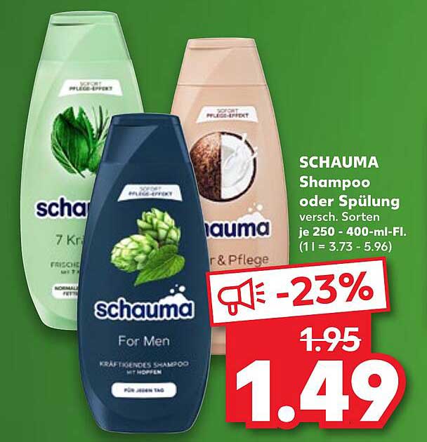 SCHAUMA Shampoo oder Spülung verschieden. Sorten je 250 - 400-ml-Fl.
