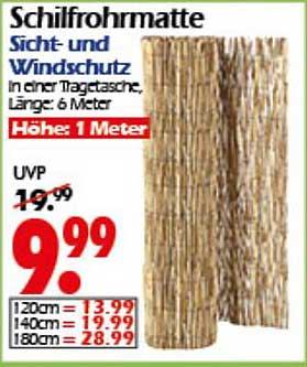 Schilfrohrmatte Sicht- und Windschutz in einer Tragetasche, 6 Meter