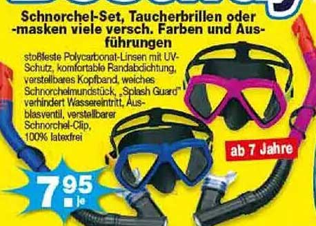 Schnorchel-Set, Taucherbrillen oder -masken viele versch. Farben und Ausführungen
