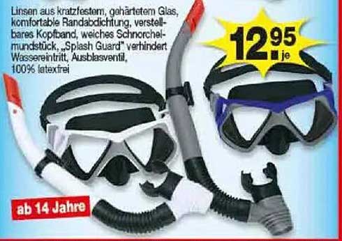 Schnorchelset mit kratzfestem Glas und Splash Guard
