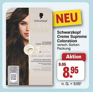 Schwarzkopf Creme Supreme Coloration versch. Sorten Packung