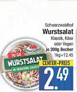 Schwarzwaldhof Wurstsalat Klassik, Käse oder Vegan je 200g Becher