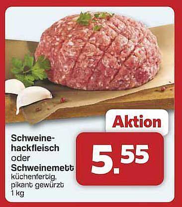 Schweinehackfleisch oder Schweinemett, küchenfertig, pikant gewürzt 1 kg