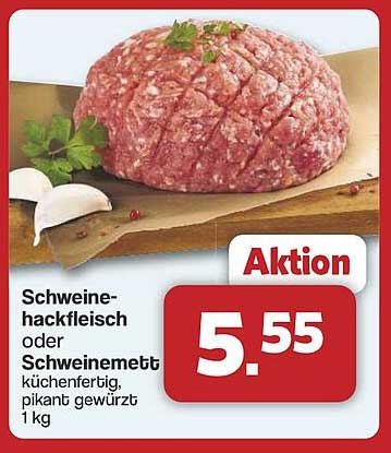 Schweinehackfleisch oder Schweinemett küchenfertig, pikant gewürzt 1 kg