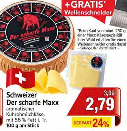 Schweizer Der scharfe Maxx - aromatischer Kuhmilchkäse