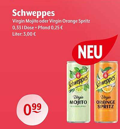 Schweppes Virgin Mojito oder Virgin Orange Spritz - 0,33 L Dose