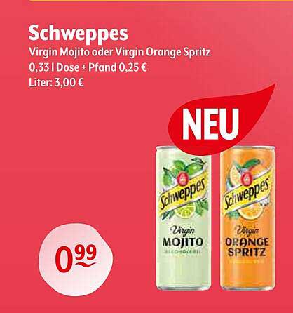 Schweppes Virgin Mojito oder Virgin Orange Spritz - Neuheit zum Vorzugspreis!