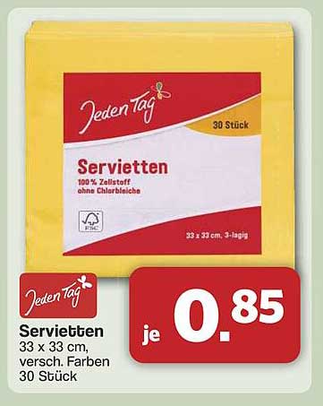 Servietten 33 x 33 cm, 30 Stück – Jeden Tag