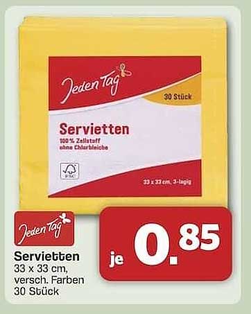 Servietten 33 x 33 cm, 30 Stück - Jeden Tag