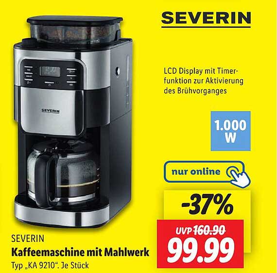 SEVERIN Kaffeemaschine mit Mahlwerk Typ „KA 9210“