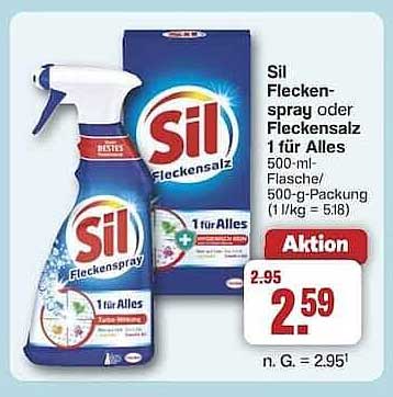 Sil Fleckenspray oder Fleckensalz 1 für Alles 500-ml-Flasche/500-g-Packung