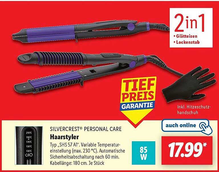 SILVERCREST® Haarstyler 2-in-1: Glätteisen und Lockenstab