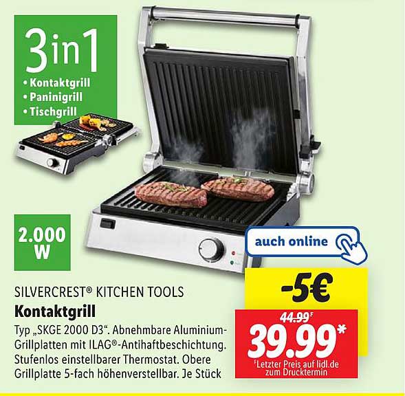 SILVERCREST® Kontaktgrill SKGE 2000 D3