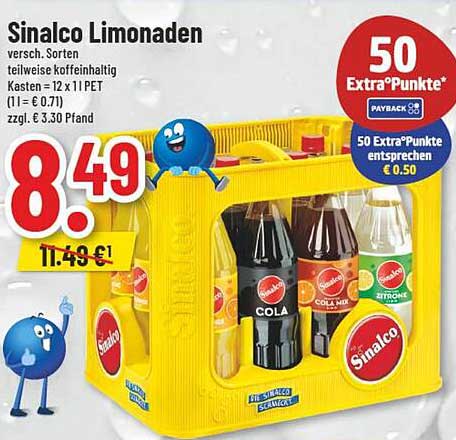 Sinalco Limonade Kasten 12 x 1,1 PET - Frischer Genuss in mehreren Sorten