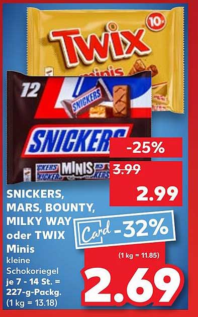 SNICKERS, MARS, BOUNTY, MILKY WAY oder TWIX Minis