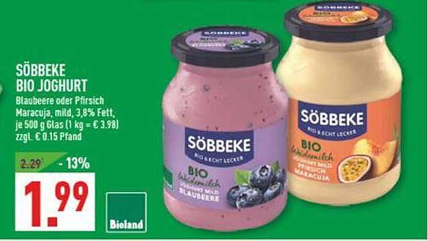SÖBBEKE BIO JOGHURT - Blau- oder Pfirsich Maracuja