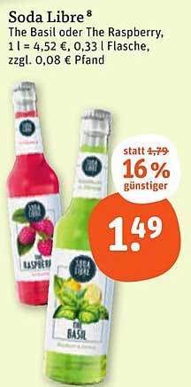Soda Libre – The Basil oder The Raspberry, 0,33 l Flasche