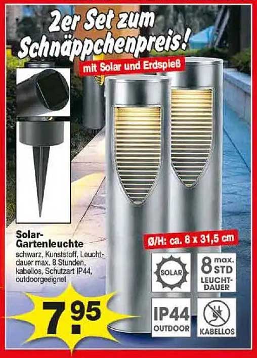 Solar-Gartenleuchte 2er Set zum Schnäppchenpreis!