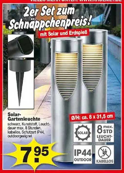 Solar-Gartenleuchte 2er Set zum Schnäppchenpreis!