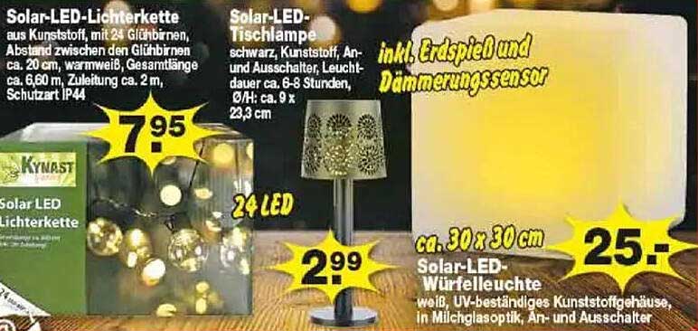 Solar-LED Tischlampe schwarz, Kunststoff, An- und Ausschalter, Leuchtdauer ca. 6-8 Stunden, S/H: ca. 9 x 23 cm für nur 2,99 €