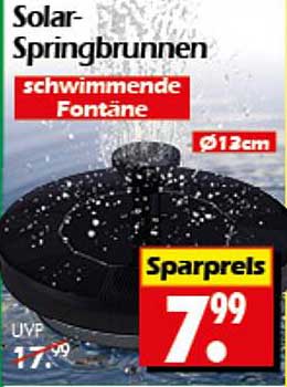 Solar-Springbrunnen schwimmende Fontäne Ø12cm