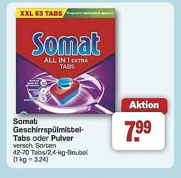 Somat Geschirrspülmittel-Tabs oder Pulver 63 Tabs