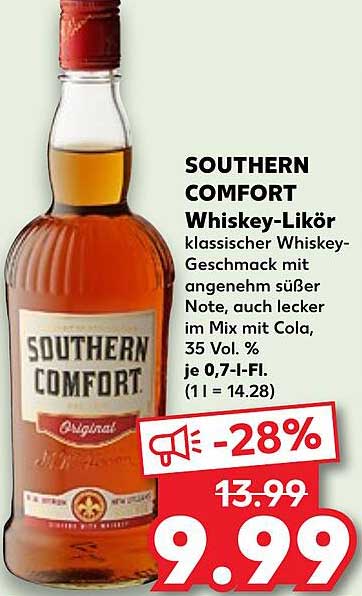SOUTHERN COMFORT Whiskey-Likör 0,7 l für nur 9,99 €