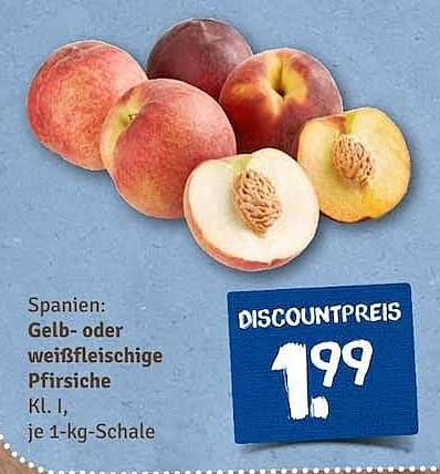 Spanien: Gelb- oder weißfleischige Pfirsiche Kl. I, je 1-kg-Schale