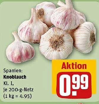 Spanien: Knoblauch Kl. I, je 200-g-Netz (1 kg = 4,95)