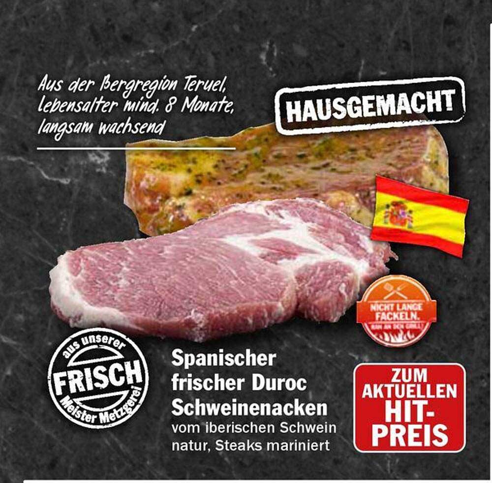 Spanischer frischer Duroc Schweinenacken – vom iberischen Schwein, natur, Steaks mariniert