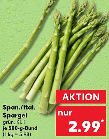 Spanischer/italienischer Spargel grün, Kl. I je 500-g-Bund