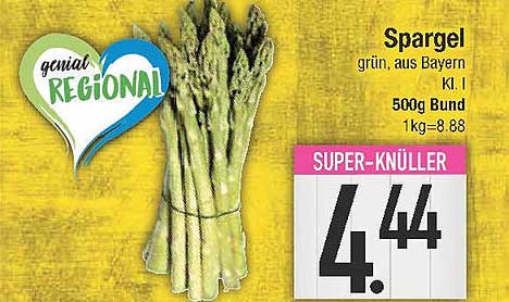 Spargel grün, aus Bayern, Kl. I, 500g Bund