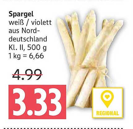 Spargel weiß / violett aus Norddeutschland Kl. II, 500 g