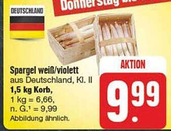 Spargel weiß/violett aus Deutschland, Kl. II, 1,5 kg Korb